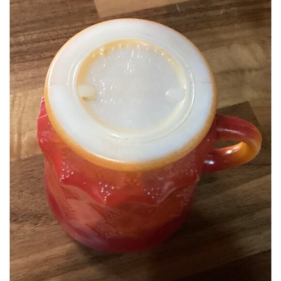 VTG Anchor Hocking Fire King KIMBERLY Textured Diamond Red Orange Ombre Mugs 3.5 - Picture 10 of 10